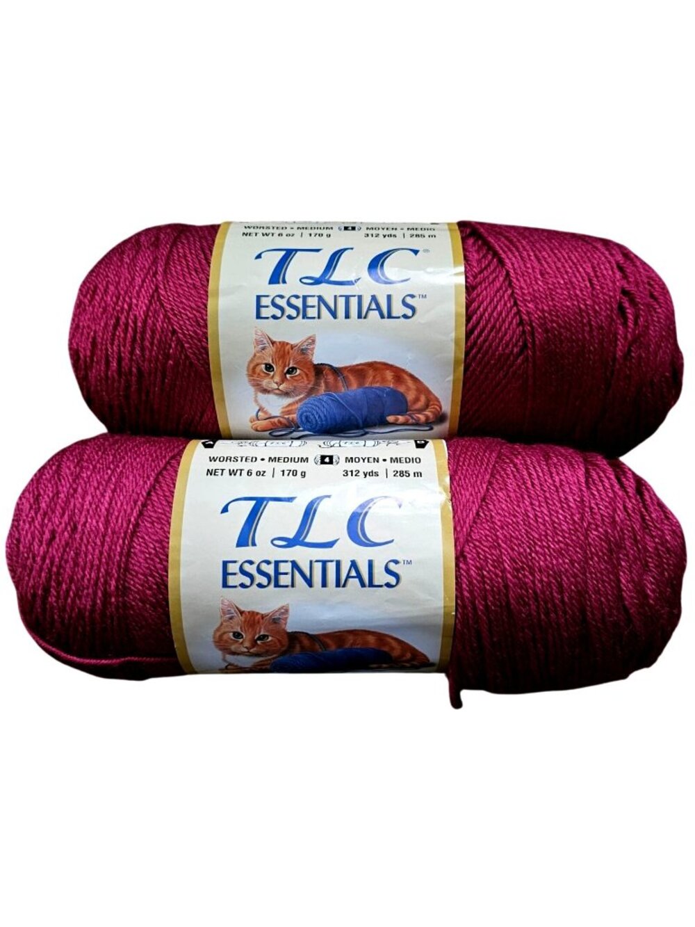 Tlc Essentials Worsted Weight Acrylic Yarn Fusion 6 Oz 312 Yds Lot Of 2